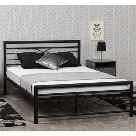 metal double bed with mattress